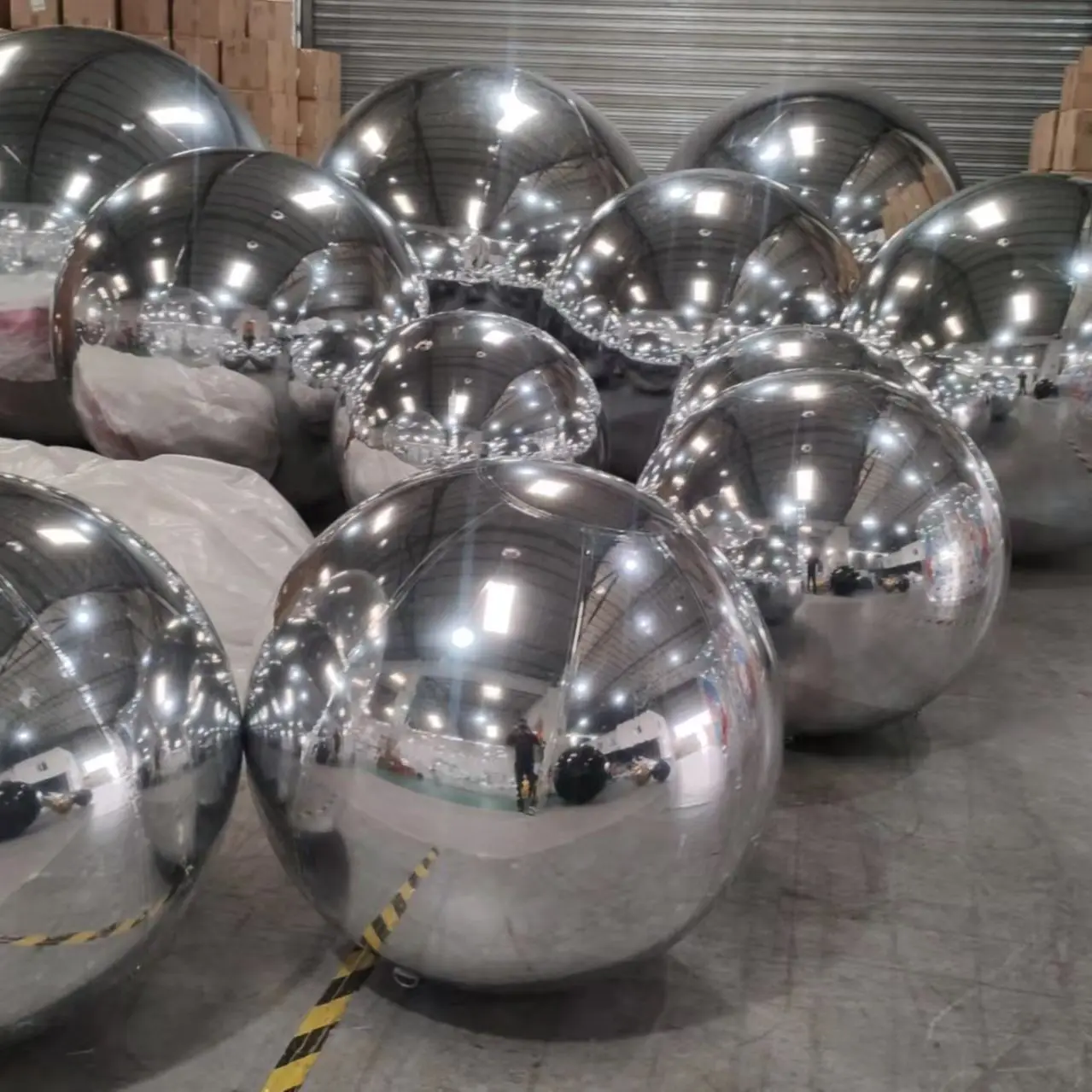 Hot Sales Silver PVC Inflatable Reflective Gazing Ball /Inflatable Christmas Mirror Sphere/Inflatable Mirror Balls Customization 4