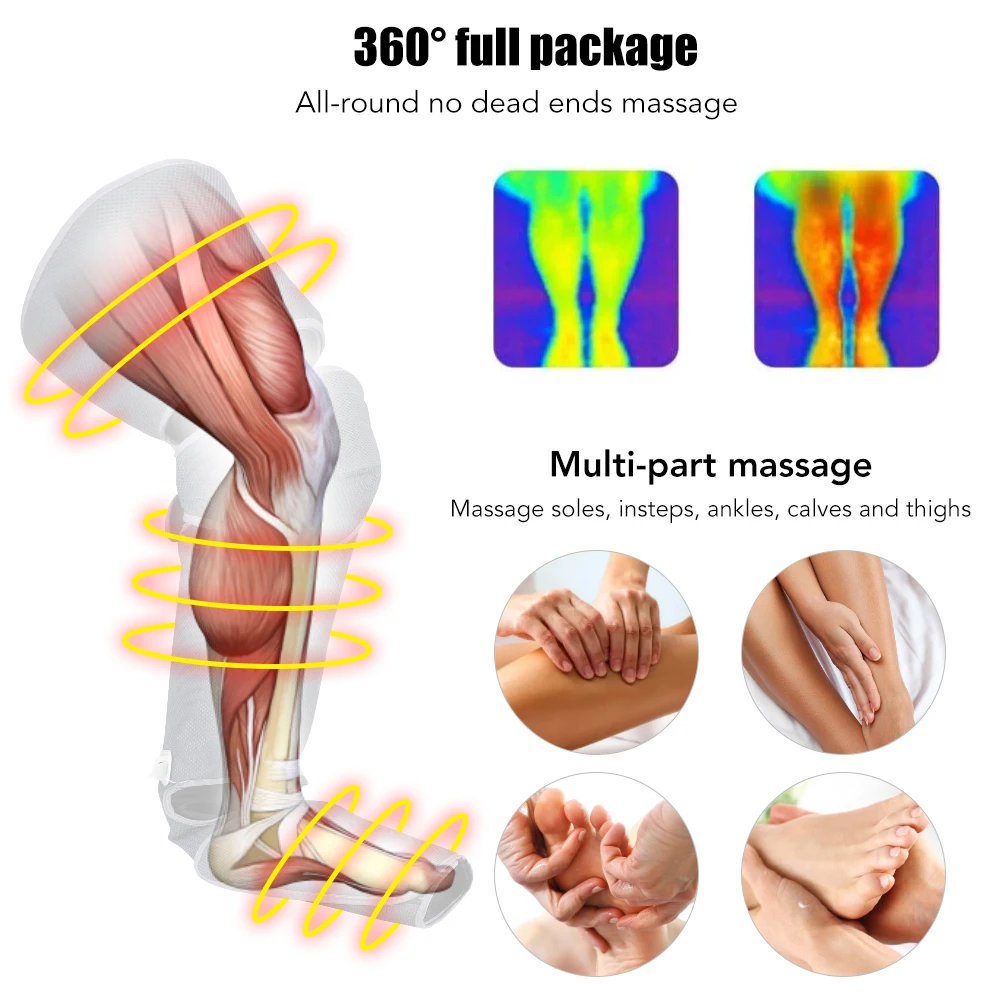 Loftdrock Oberschenkel Wade Massager 3 Niveauen 360° Volldeckung Waarm Kompress Verbesserung vun alen kale Been Fouss Middegkeet Linderung Massage_voghion.com