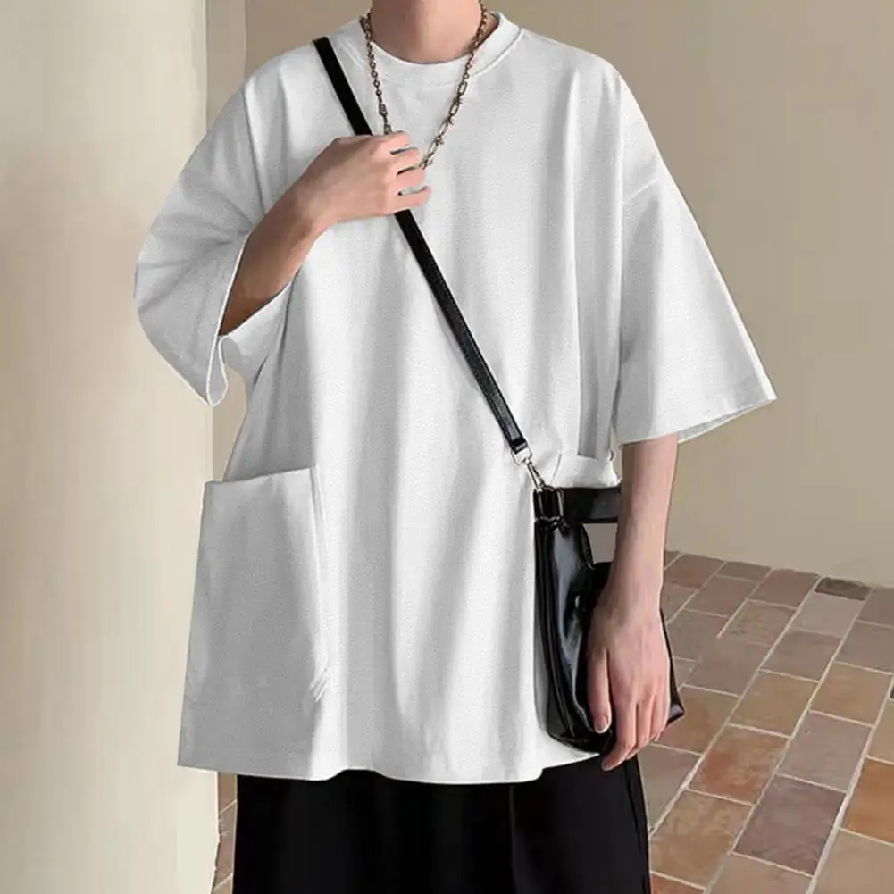 【KOOLOSET】Sh*t Dirty Washed Half Sleeve Youthful Men T-shirt Japanese Style Oversize Short Sleeve T