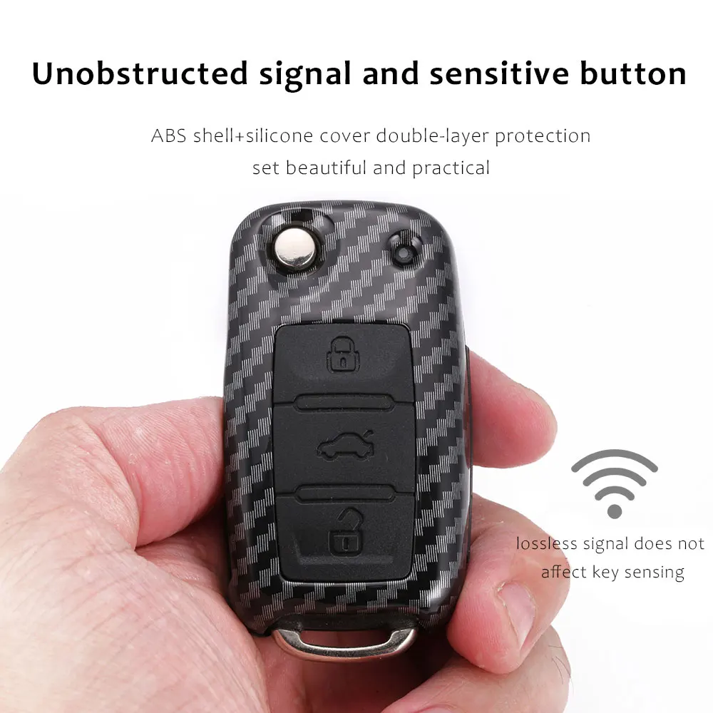

1PC Car Sticker Car Key Holder Cover Remote Fob Shell With Keyring Accessories Case For Volkswagen VW Golf 4 5 6 Mk7 Car Styling