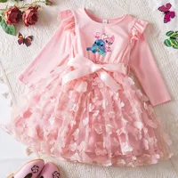 Lilo Stitch Girl Baby Dresses Spring Autumn Child Long Sleeve Sweet Princess Dress Mesh Newborn Casual Dress Birthday Party 2-6Y 1