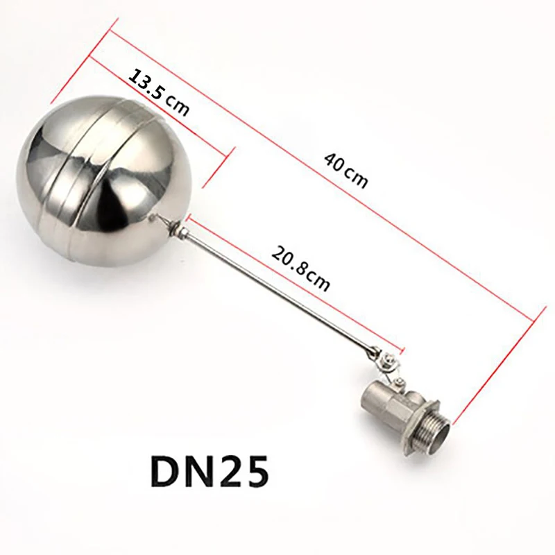 Adjustable Float Ball Valve DN25 Stainless Steel Floated Valve Water Tank Water Level Controll Auto Stopping Float plastic float valve