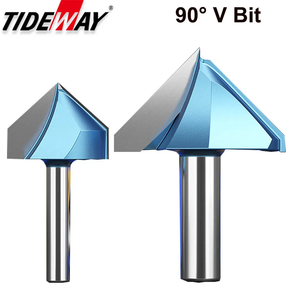 Tideway Grado Industriale 90 Gradi V Bit Lavorazione Del Legno Carburo A Forma Di V Router Bit Incisione Scanalatura Per Legno Massello Mdf Compensato