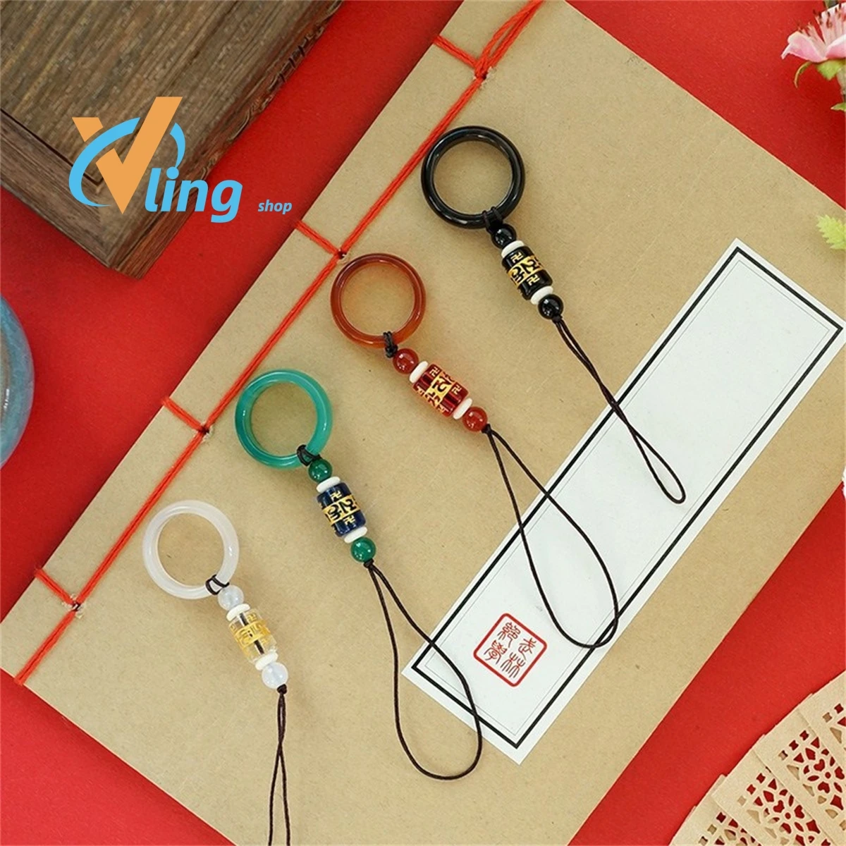 Mobile Phone Chain Manufacturer Wholesale Agate Ring   Chalcedony  Simple Versatile Charm Fashion   Buckle Pendant Bag Hanging