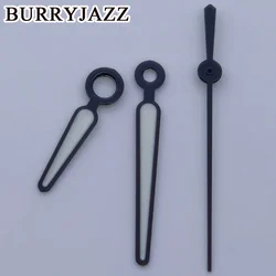 Enhanced Watch Hands Set with Black, Silver, Gold, and Rose Finishes - Green Luminous Nautilus Needles (Black)