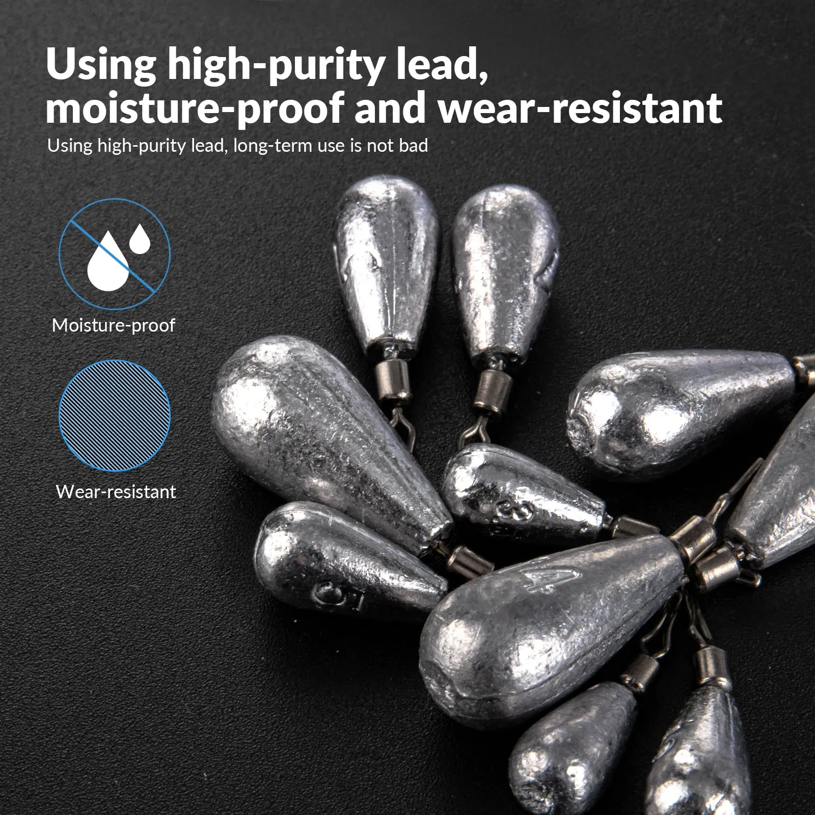 10pcs Dropshot Weights Fishing Lead Sinkers with Swivels