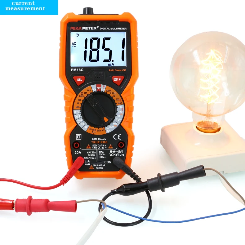 PEAKMETER PM18C Overload Protection Multimeter High Precision Digital Display Multimeter for Electricians and Household Voltage