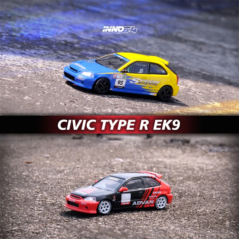 

INNO In Stock 1:64 CIVICTypeR EK9 Advan Spoon Diecast Diorama Car Model Collection Miniature Carros Toys