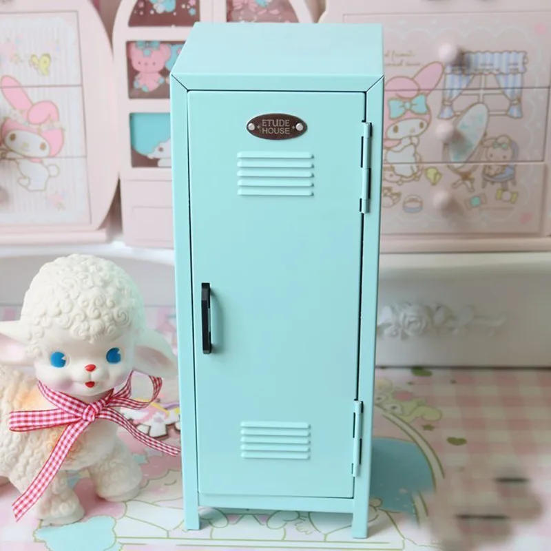 Cute Makeup Storage Cabinet Organizer Box w/lock Cosmetics Display Rack Makeup Brush lipstick for Girl Cabinet Home Bathroom 5