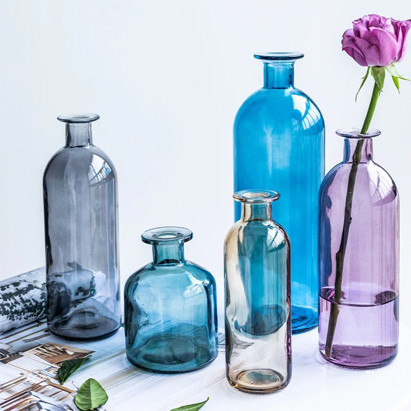 Glass Vase Dried Flowers Nordic Ins Style Transparent Dill Home Decoration Accessories Flower Vases For Living Room Homes | Дом и сад