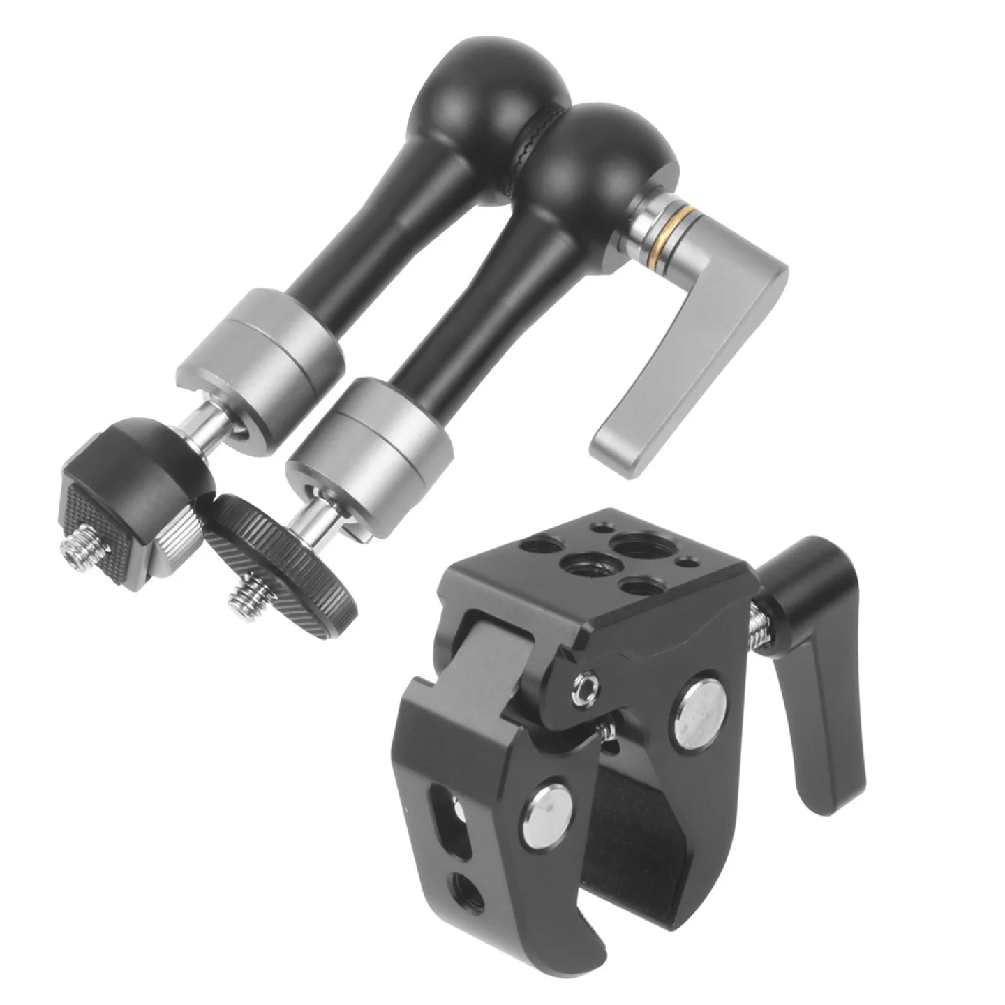 Vielseitige bewegliche Reibungsrosette, magischer Arm, 17,8 cm (11 Zoll, verstellbare Krabbenklauenklemme 1/4 3/8 für SLR-Kamerahalterung, Monitorkäfig-Rig – Detail 7