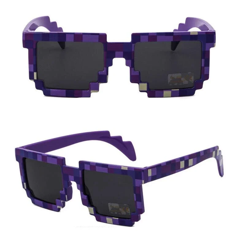 Description Picture 5 of itemKids Fashion Sunglasses Funny Cos Play Action Game Toy Minecrafter Square Glasses Pixel Mosaic Children's Gift