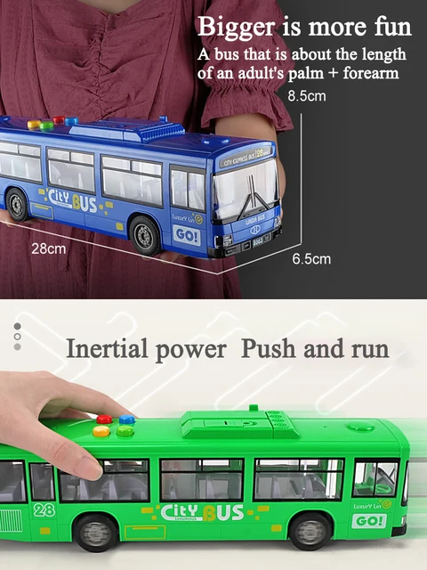 High quality plus size drop-resistant bus bus bus children 3 years old 6 baby simulation inertia bus model toy 3