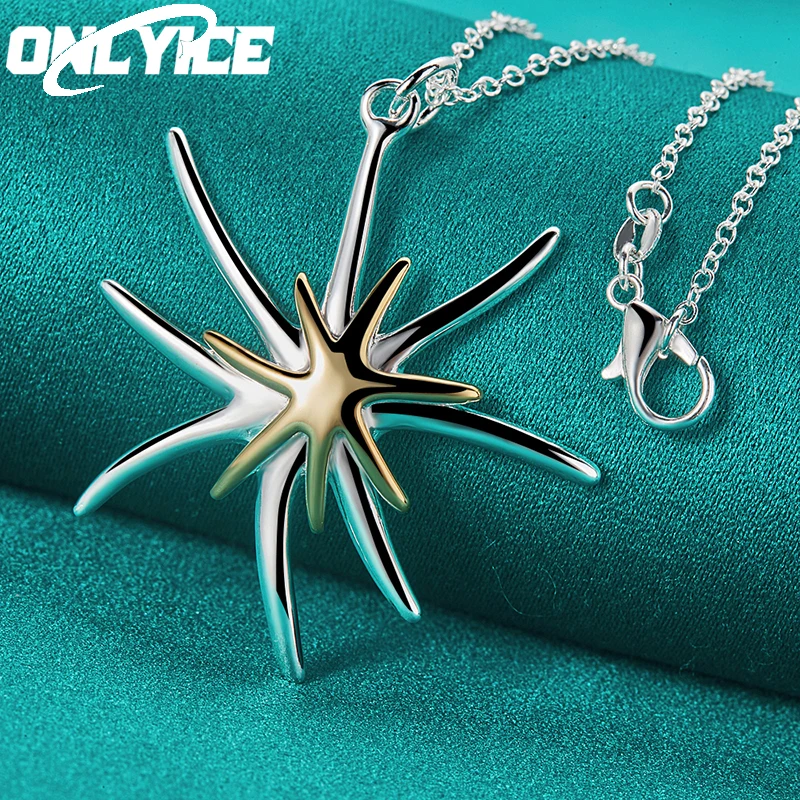 

925 Sterling Silver Fashion Jewelry 16-30 Inch Chain Gold Double Starfish Pendant Necklace For Women Man Charm Wedding Gifts