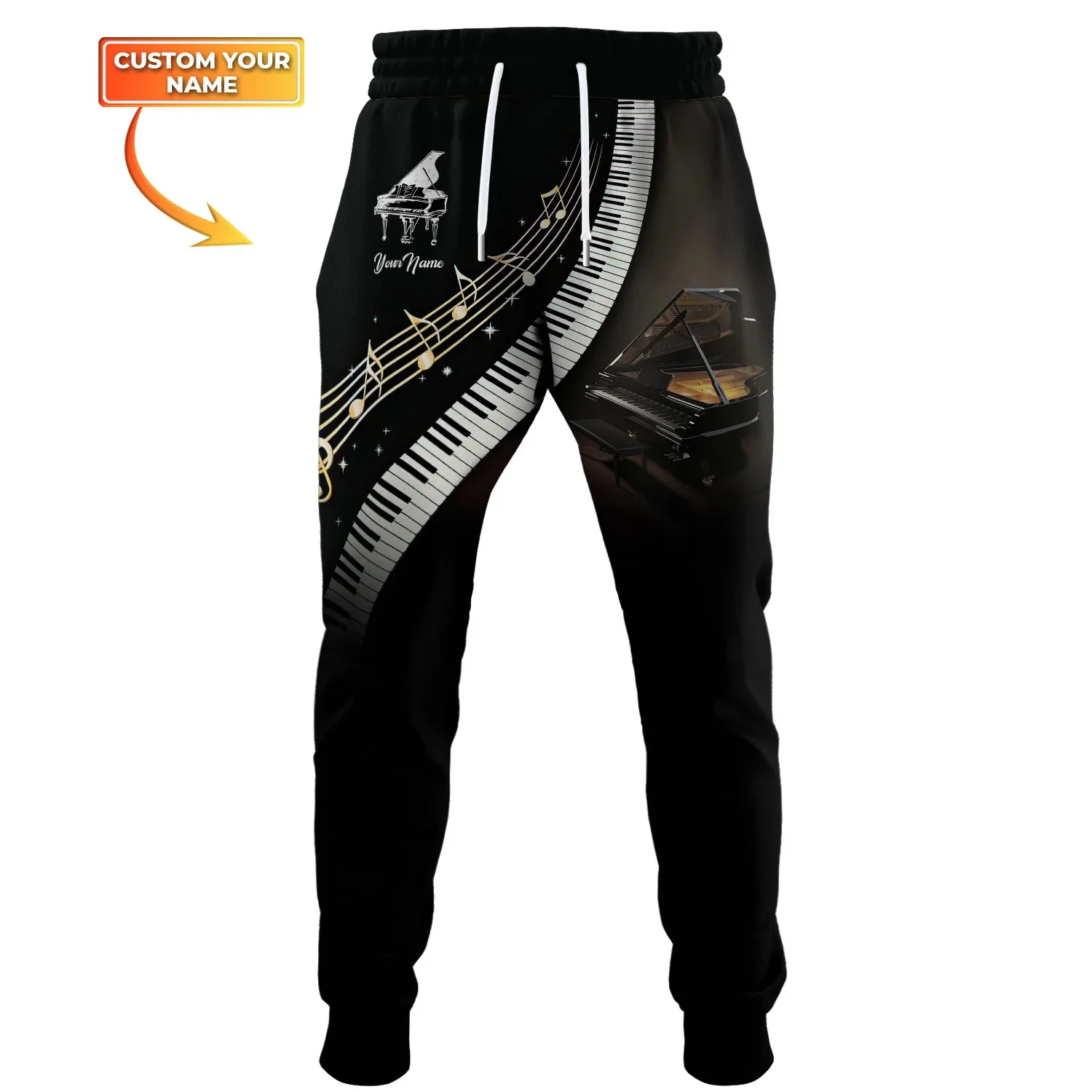 Klavier, Schlagzeuger und Vilolin, personalisierter Name, 3D-Allover-bedruckte Herren-Jogginghose, Herbstmode, Unisex, lässige Jogginghose MP06 – Detail 10