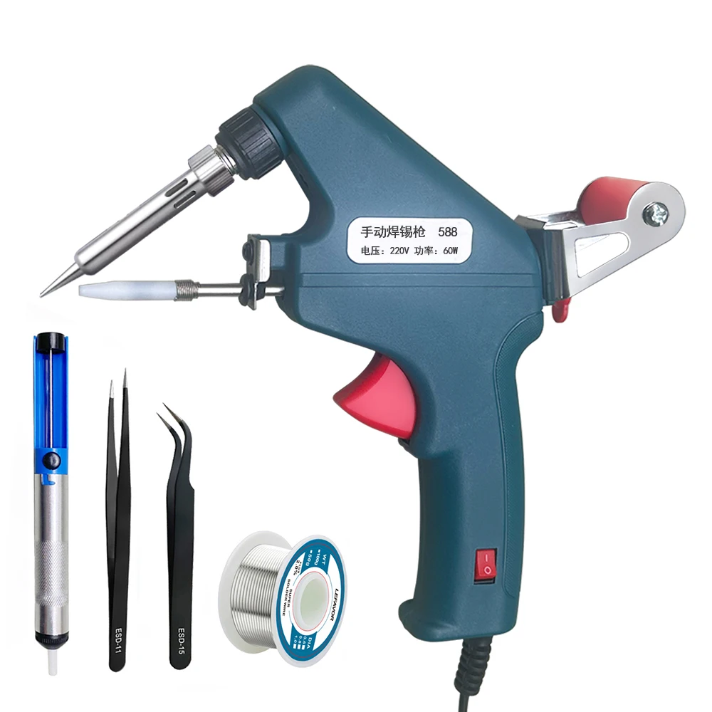 Automatic Electric Soldering Gun with Internal Heating and Tin Feeding System