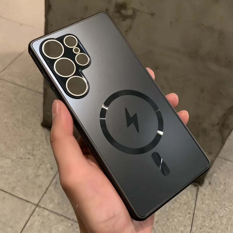 Ultra Thin Matte Magnetic Wireless Charging Case with Glass Lens Protection - Shockproof Cover