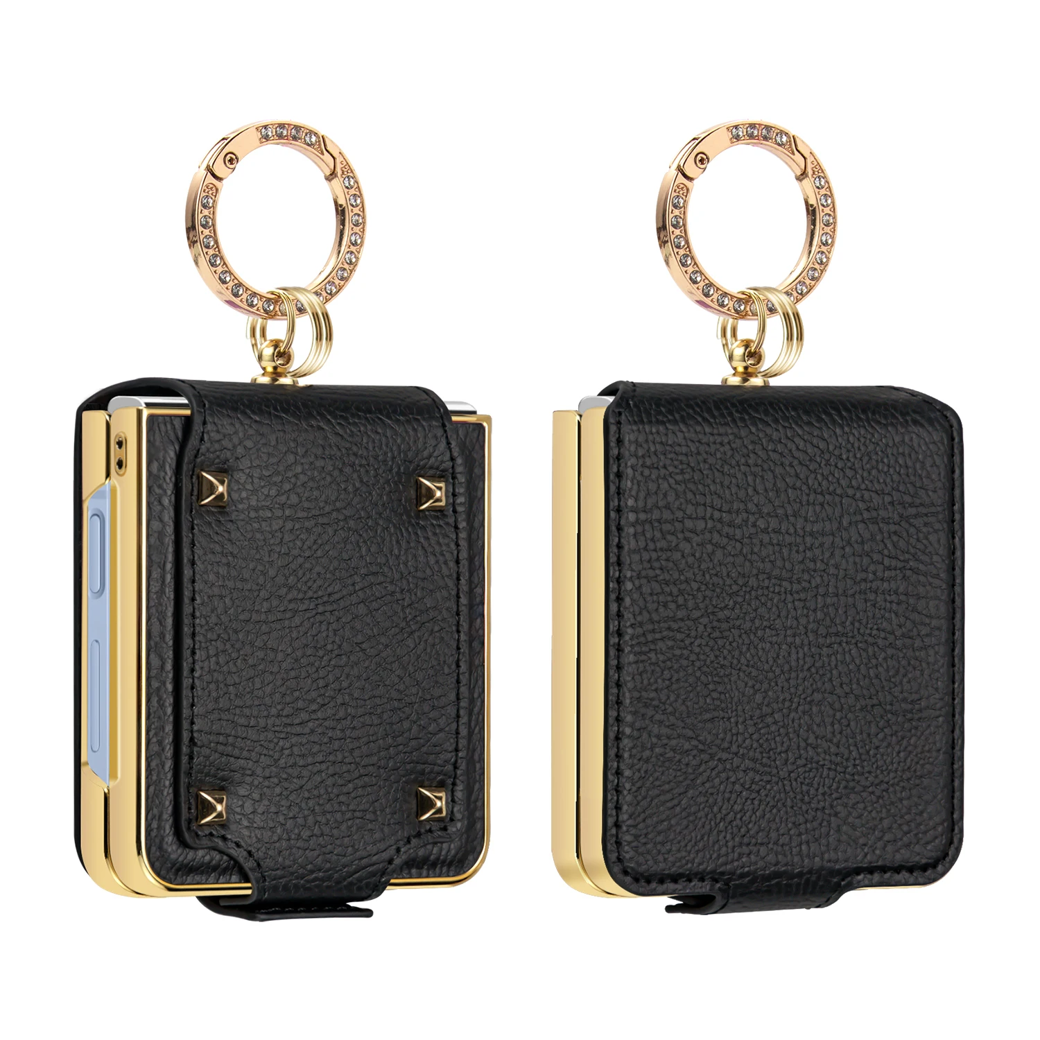 Elegant PU Leather Phone Case with Finger Ring and Screen Film