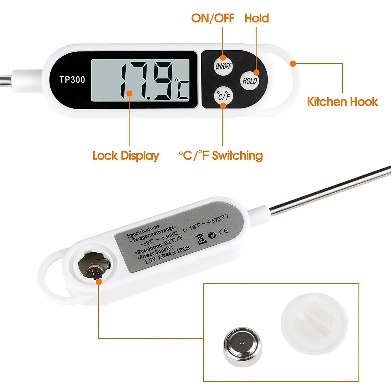Food Thermometer Stainless Steel Probe Type Household Pen Type Milk Temperature Cooking