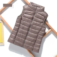 2021 New Lightweight Solid Color Women's Down Vest Short Vest Standing Collar Vest Lightweight 90% White Duck Down Coats Jacket 1