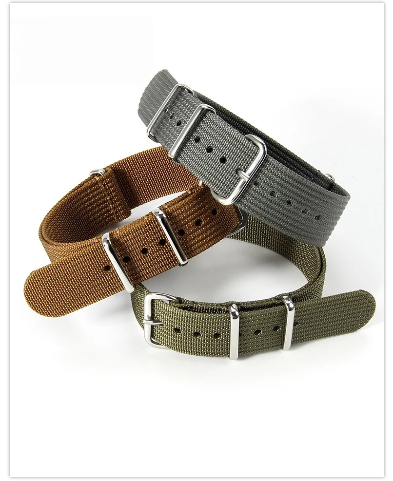 18/20/22 mm geripptes NATO-Nylon-Uhrenarmband, bequeme Uhrenarmbänder, Militär-Uhrenarmband für Herren und Damen – Detail 9