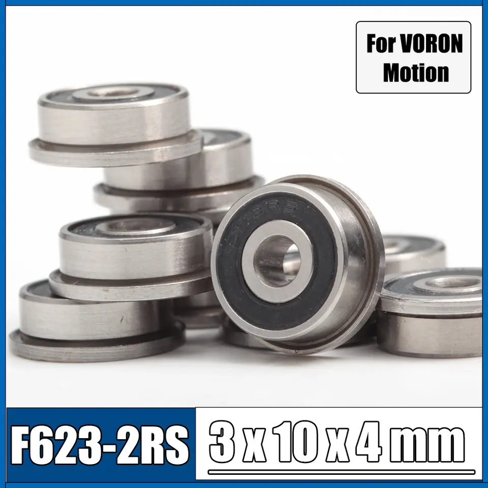 F623RS Bearing 3*10*4 mm ABEC-7 10Pcs F623-2RS Flange Ball Bearings For VORON 0 Motion, Use In A/B Drive Units Idlers XY Joint image 5