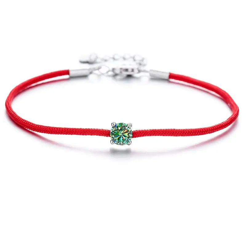 TY 0.5CT 925 Sterling Silver Moissanite Bracelet For Women Men Lucky Red String Bracelet 12constellation Bracelet Fine Jewelry