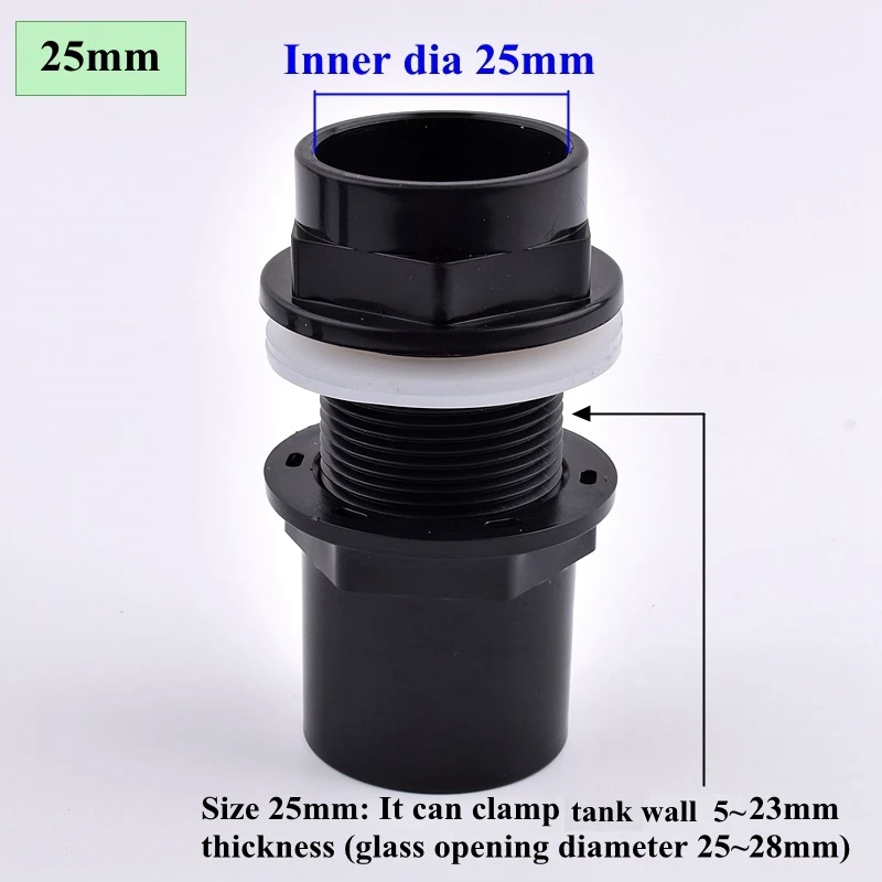 3 Colors 20~50mm Aquarium Drain Joint PVC Pipe Water Inlet Outlet Fittings Overflow Thread Water Tank Supply Fish Tank Connector