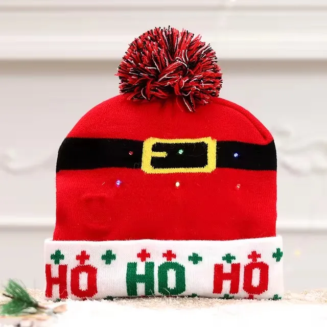 Festive Flashing LED Light-Up Christmas Hat - Snowman Winter Warm Knit Cap