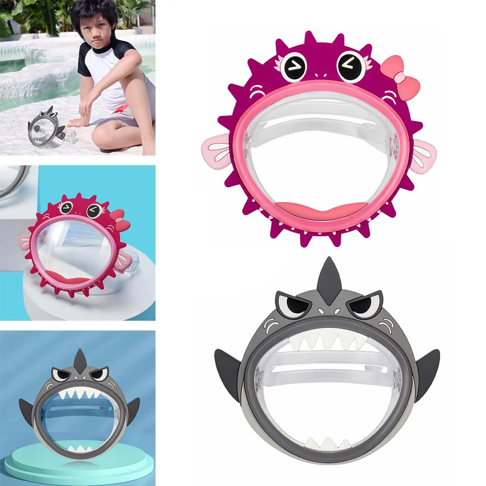 Kids Swim Mask Diving Mask with Nose Cover Anti Leak Snorkel Dive Goggles