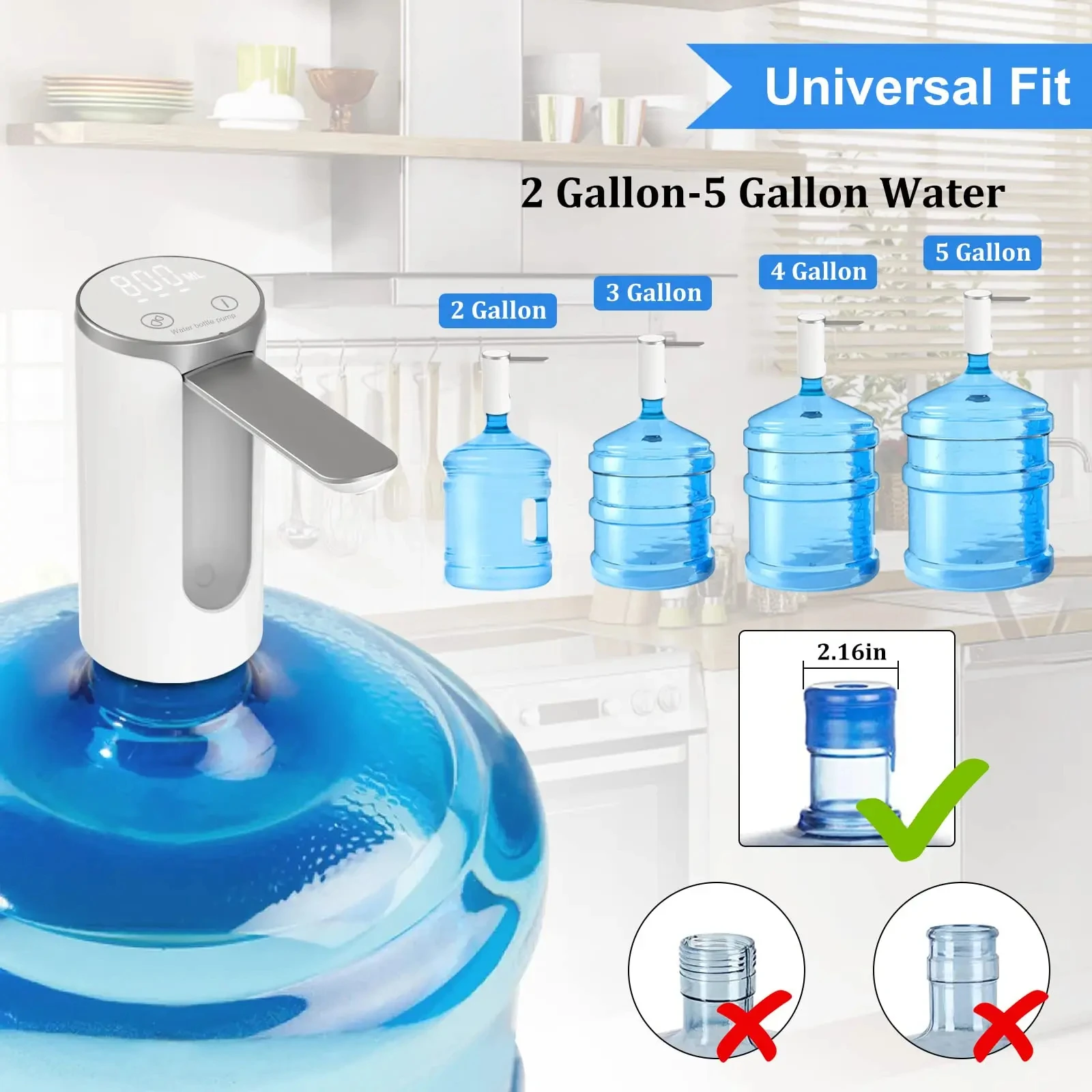 Water dispenser Electric Water Gallon Bottle Pump LED Display Rechargeable Automatic Foldable Desktop Bottle