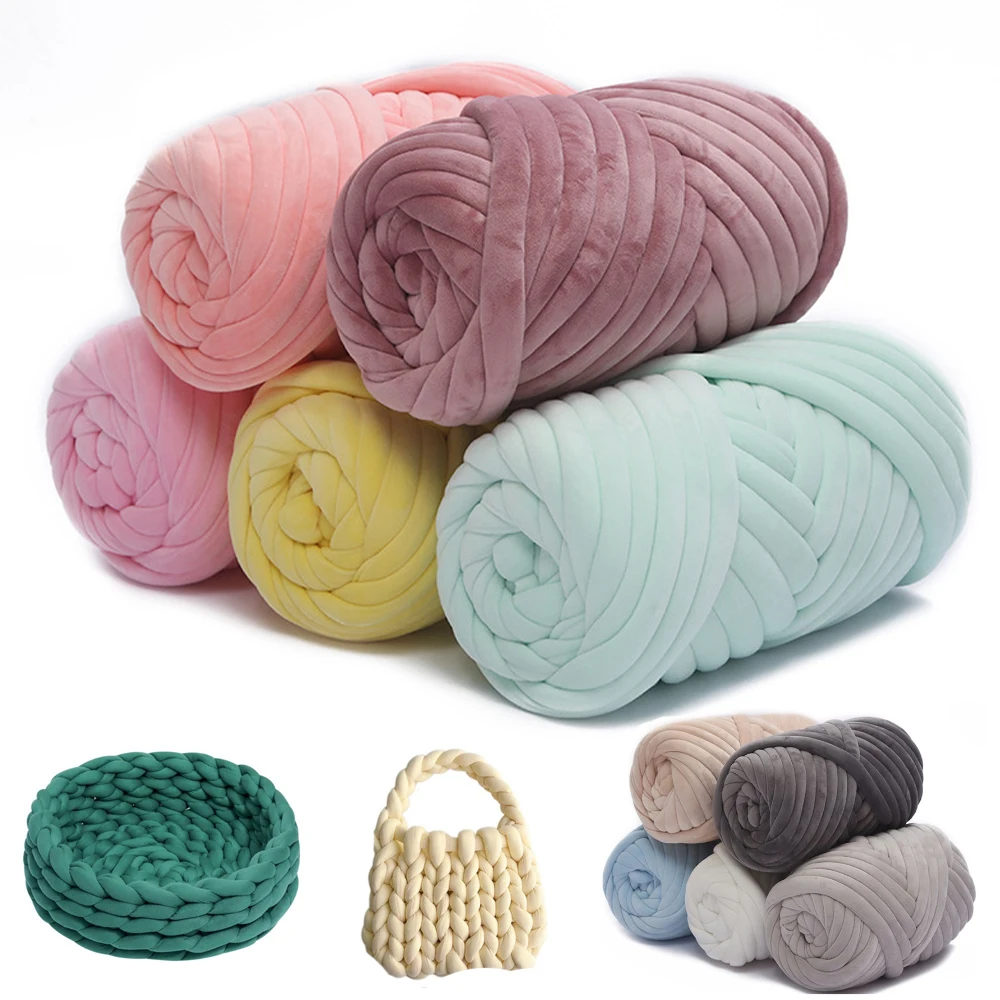 500G Super Velvet Chunky Yarn Thick Cored Cotton Wool Tube