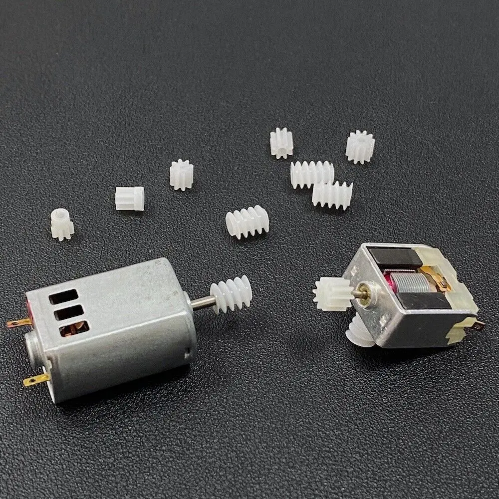 10pcs 0.5M Plastic Gear 7/8/10 Teeth Toy RC Model Car 1mm/2mm Shaft Motor Transmission Pinion Gear 6mm Worm Helical Gears motor gear transmission gear