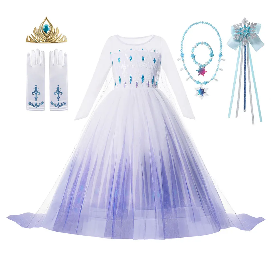 thumbnail image 1 of Vestido de princesa Elsa de la reina de las nieves para niñas, disfraz de Frozen para carnaval, fiesta de cumpleaños y graduación, 2024, 1 of 5