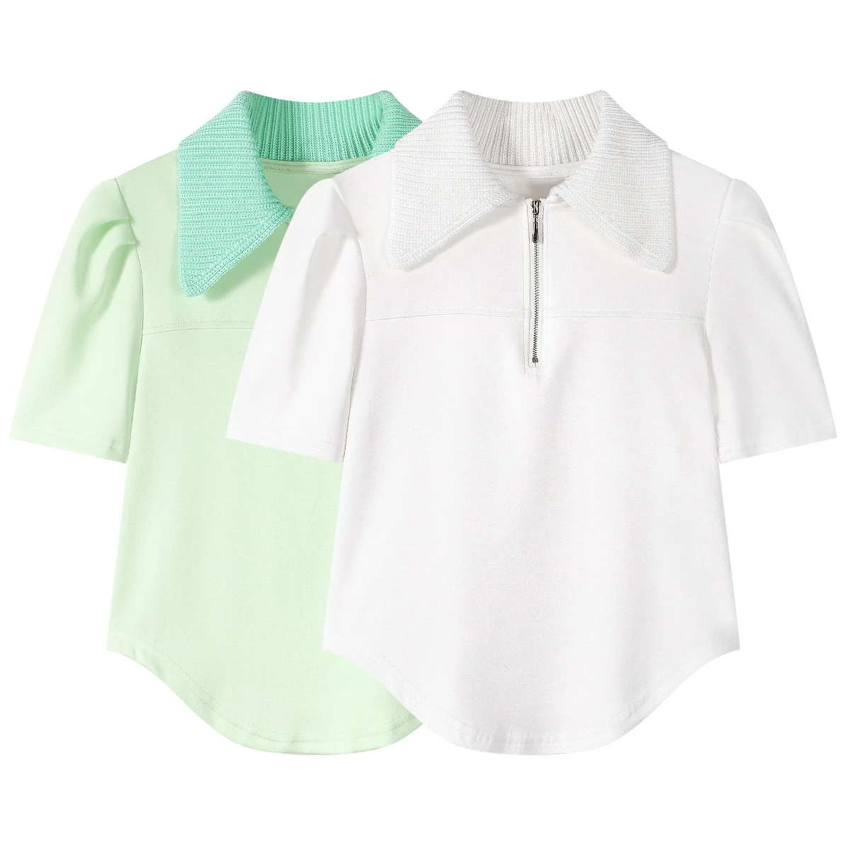 

Summer Women New White Tennis Polo Neck T-Shirt Sport Casual Half-Zipper Short Sleeve Ladies Clothes