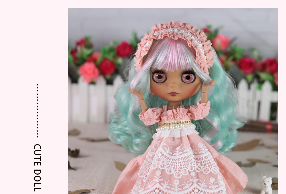 Felicity – Premium Custom Neo Blythe Doll with Multi-Color Hair, Dark Skin & Matte Cute Face 16