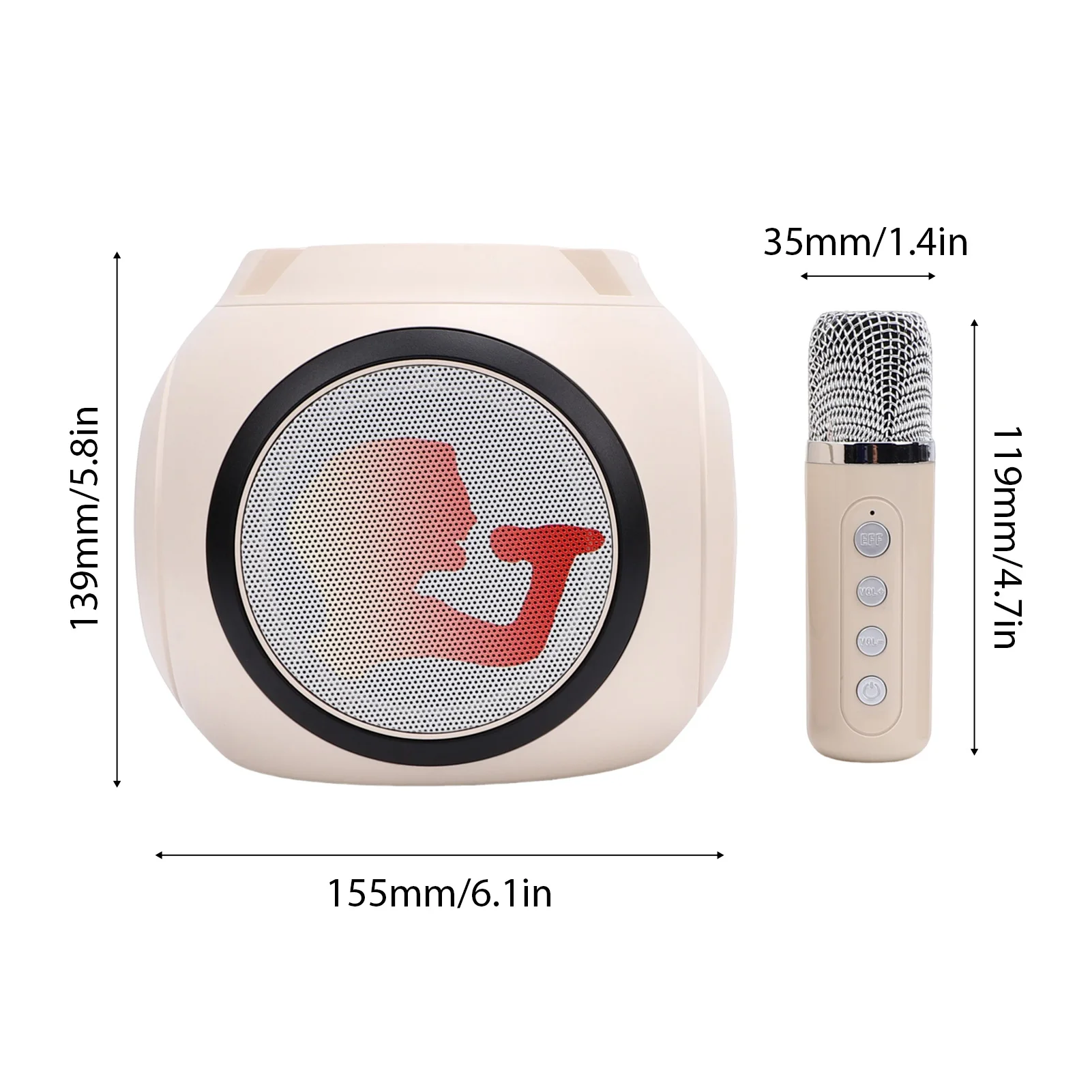 Karaoke Machine with 2 Microphones Wireless BT Microphone and Speaker KTV Set RGB Light Effects Handheld Mic Portable Karaoke