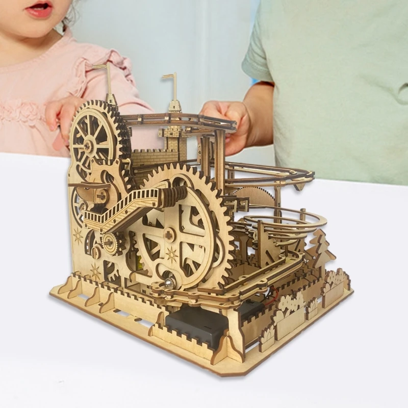 

Unique Orbit Marble Runs Mechanical Model DIY Assembly for Teenagers Birthday Gifts Wooden Castle Set