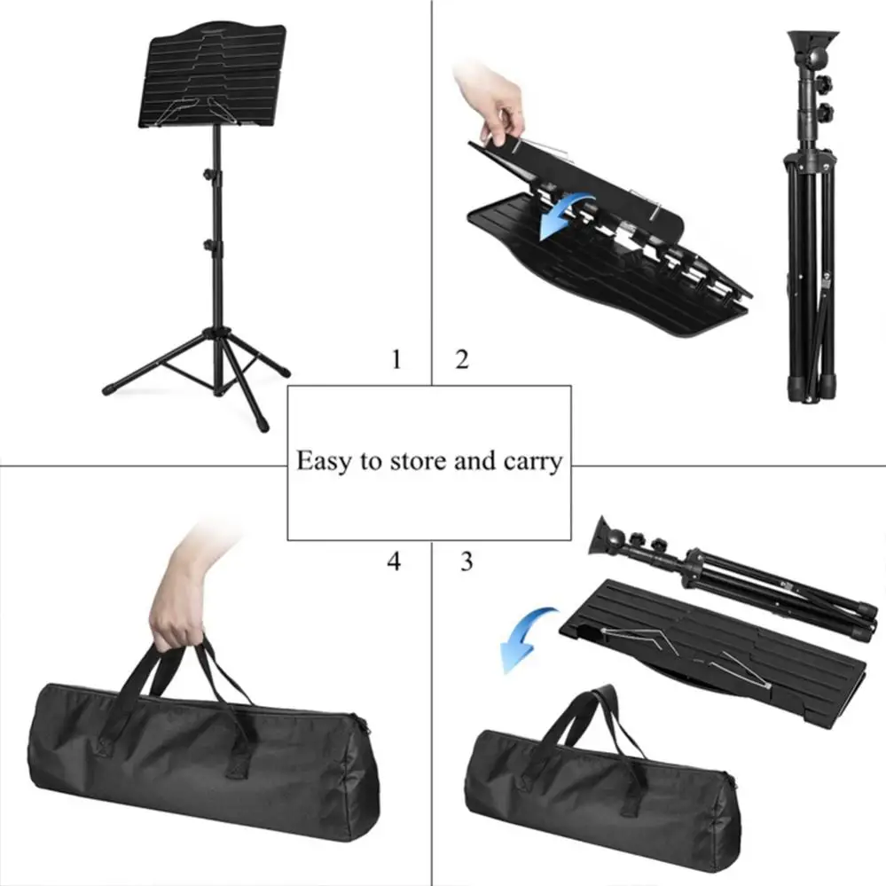 Supporto per leggio pieghevole supporto per supporto musicale per treppiede  regolabile in altezza con borsa per il trasporto per strumento musicale in  lega di alluminio - AliExpress