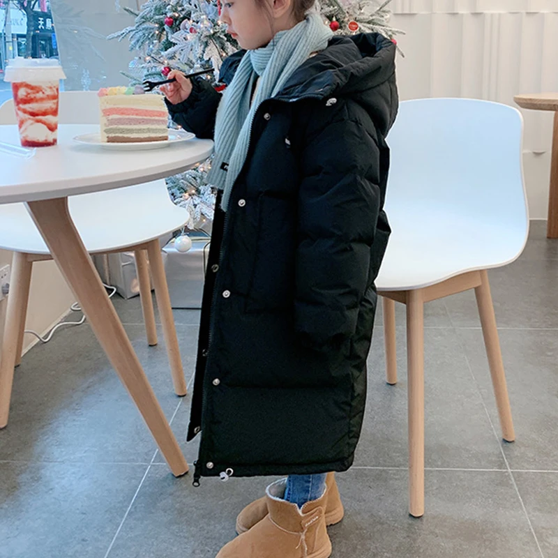 Children's Winter Jacket for Girl Long Warm Parka Down Cotton Coat New Kids Windbreaker Cold Clothes Teenager Overcoat Snow Wear