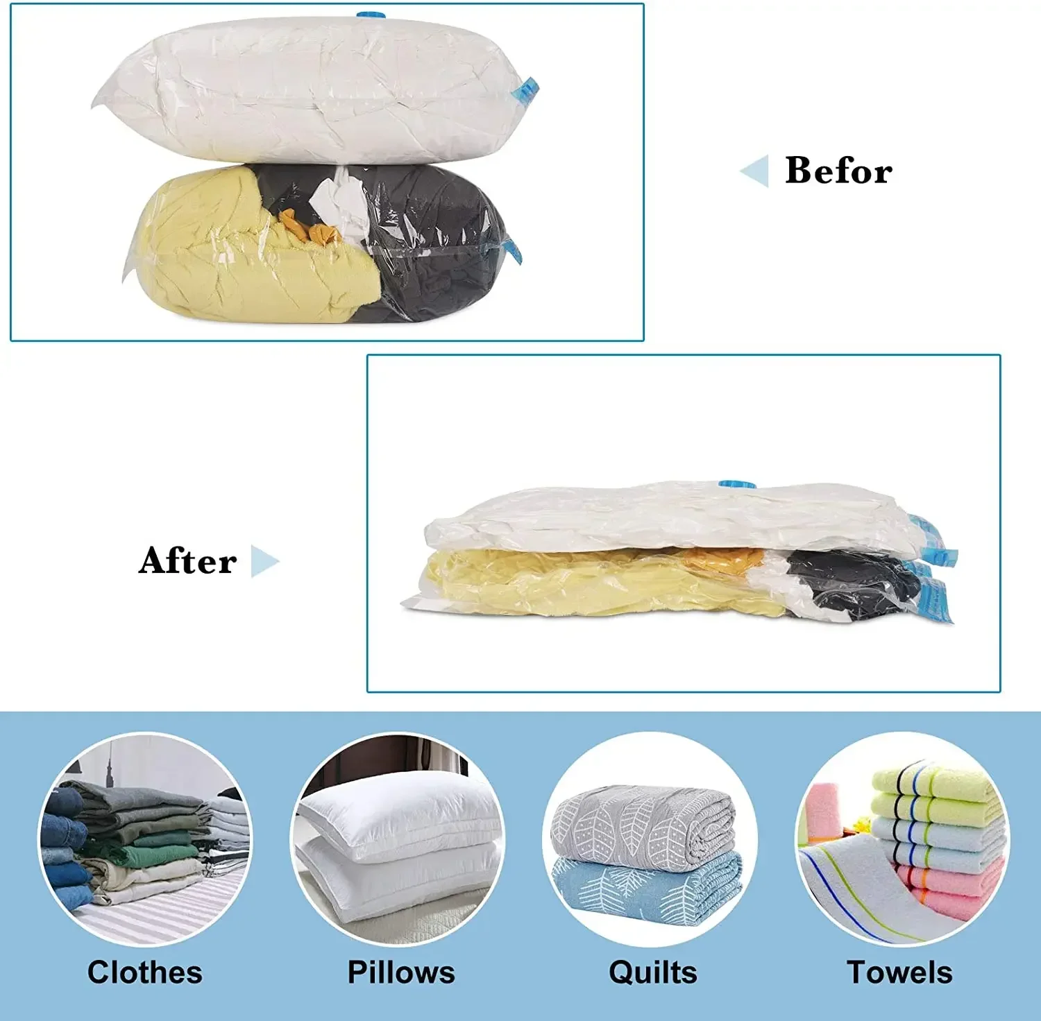 Vacuum Storage Bag Pouch Bags Clothes Pillows Bedding Organizer Blankets Space Saving Bag Makeup Home Organization Garden