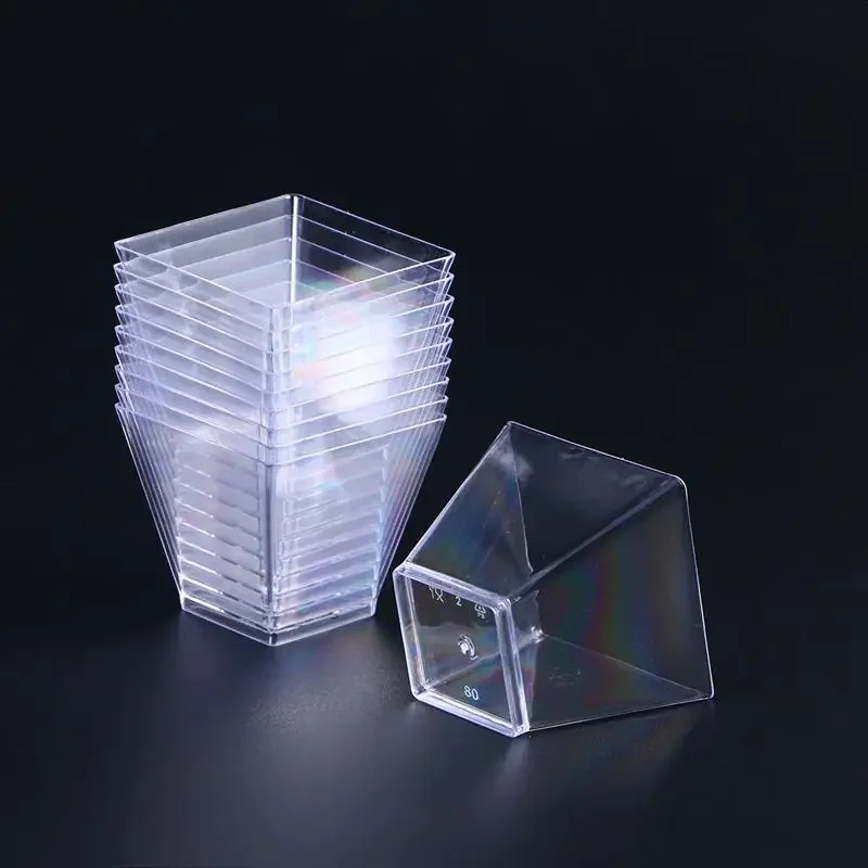 10 X 2oz Square Mini Dessert Cups With Spoons, Clear Plastic Parfait Appetizer Cup for Tasting Party Desserts Appetizers