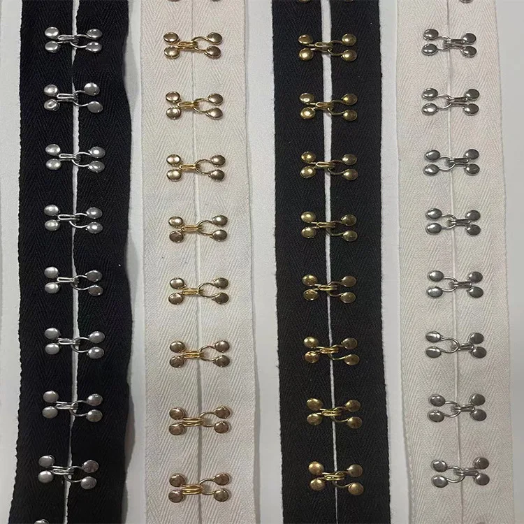 Superior 1-5yards/lot 4cm wide Eyes Hook Webbing Buckle Clips Garment Accessories DIY Handmade Material Trims Decoration X1043