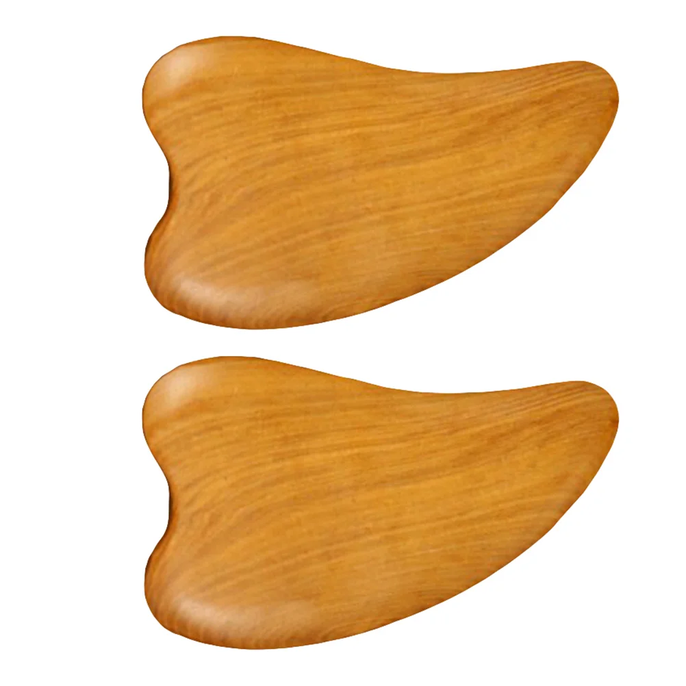

2 Pcs Neck Scraping Tablets Whole Body Massager Wooden Sandalwood Muscle Relief Accessory Facial Board
