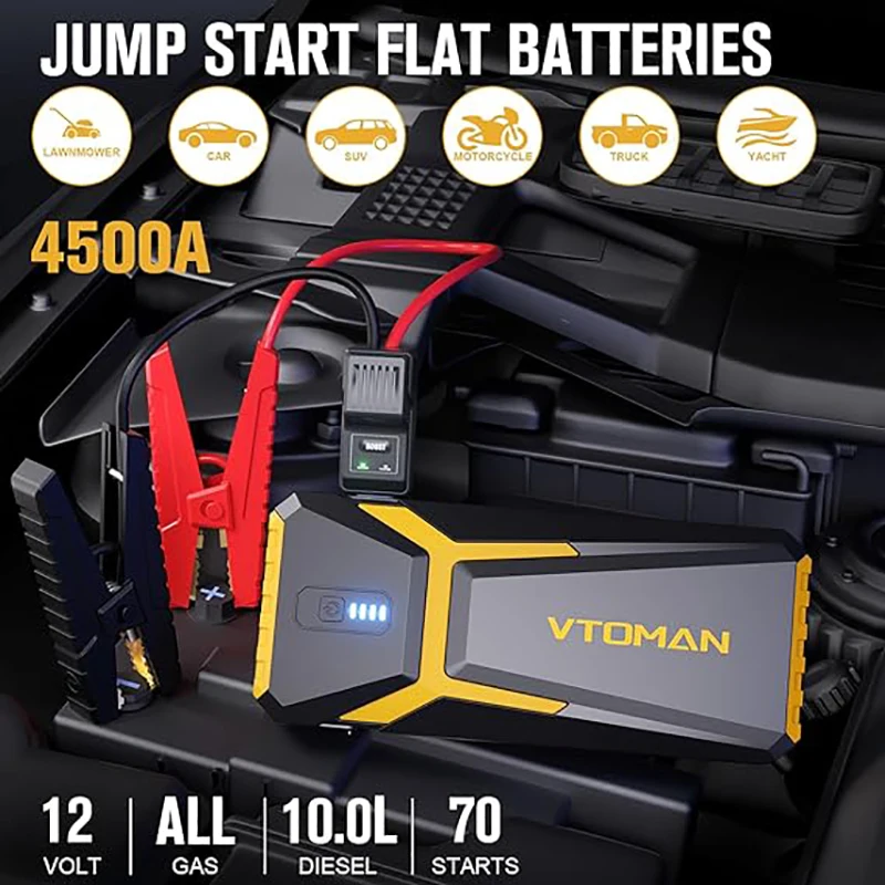 Vtoman 4500A Power Bank Con Avviamento Automatico Per Auto Caricabatterie Portatile Jump Starter Power Station Caricabatteria Per Auto Booster
