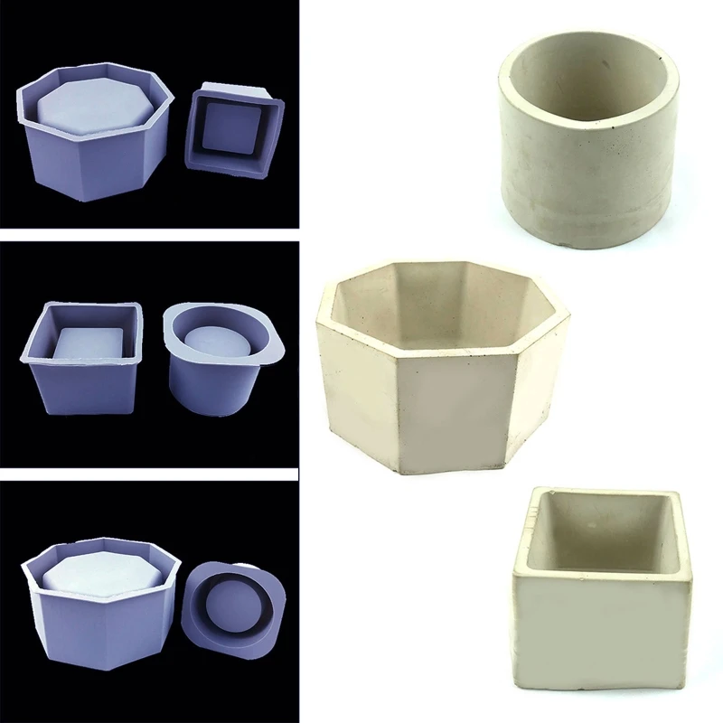 Y4QE Flower Pot Mold Silicone Succulent Flowerpot Plant Vintage Mould Concrete Cement