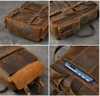 Vintage Crazy Horse Genuine Leather Backpack Men Backpack 17" Laptop Travel Rucksack Large Bag 4 Vintage Crazy Horse Genuine Leather Backpack Men Backpack 17" Laptop Travel Rucksack Large Bag