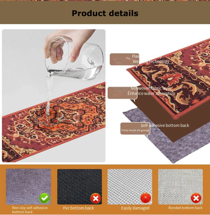 Tappetini Antiscivolo Per Scale 20x76 Cm - 4 Pezzi, In Moquette Con Base Gomma, Lavabili