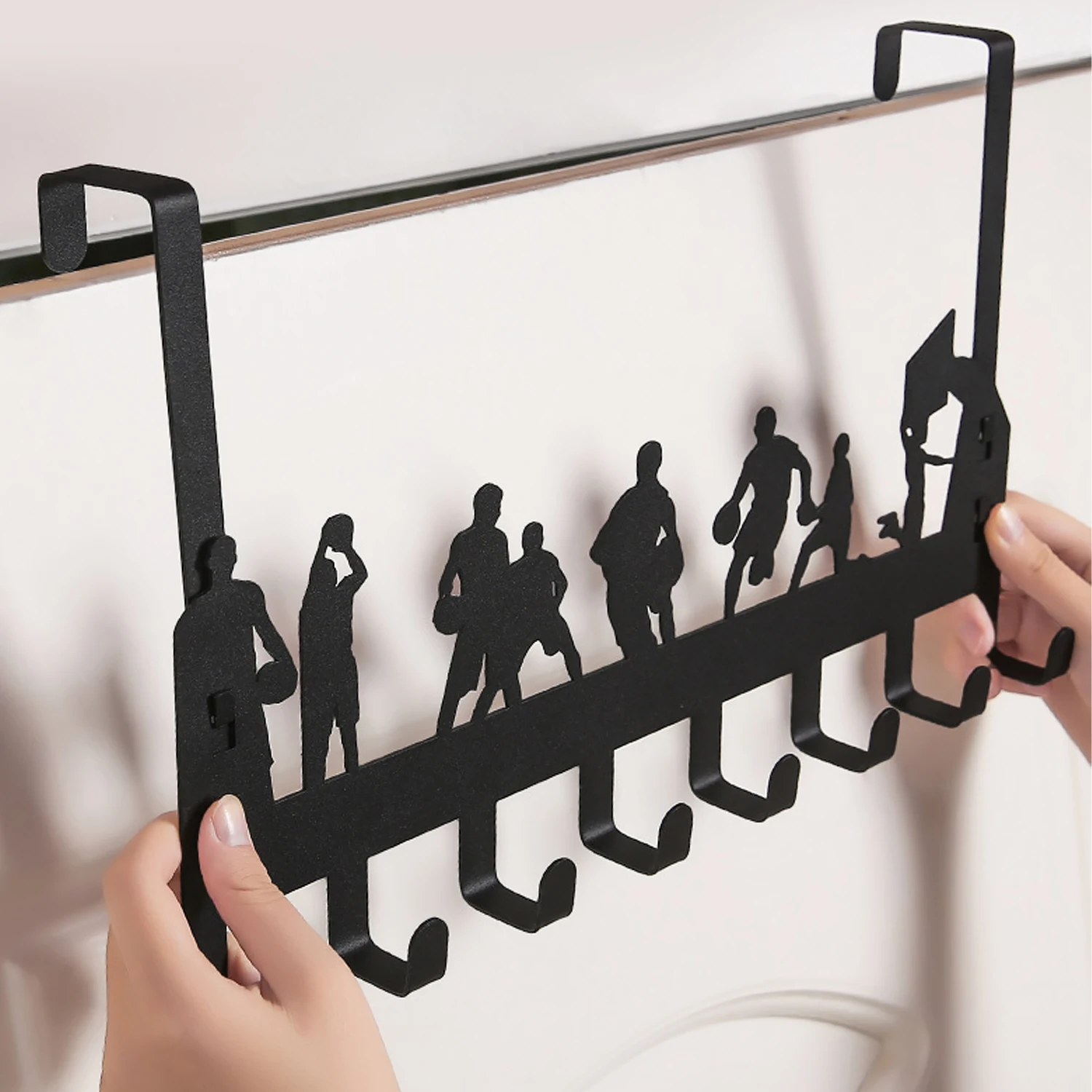 Storage Hook Door Hook 8 Hooks Clothes Hats Towel Racks No Punching Bathroom Bedroom