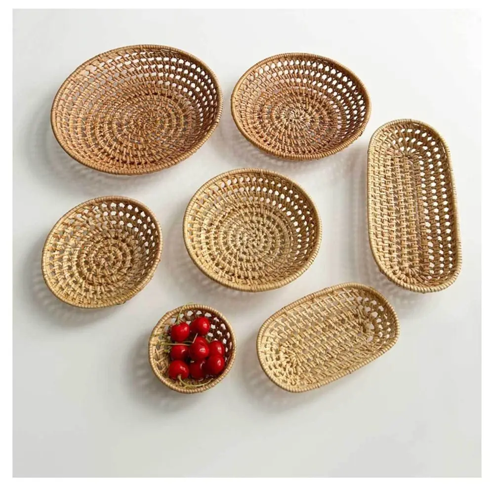 Household Snacks Storage Box Rattan Weaving Colorful Rattan Shell Tray Hand Woven Handwoven Rattan Woven Storage Tray 3
